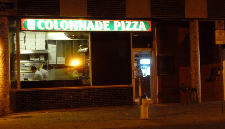 Colonnade Pizza, at night Colonnade Pizza, at night