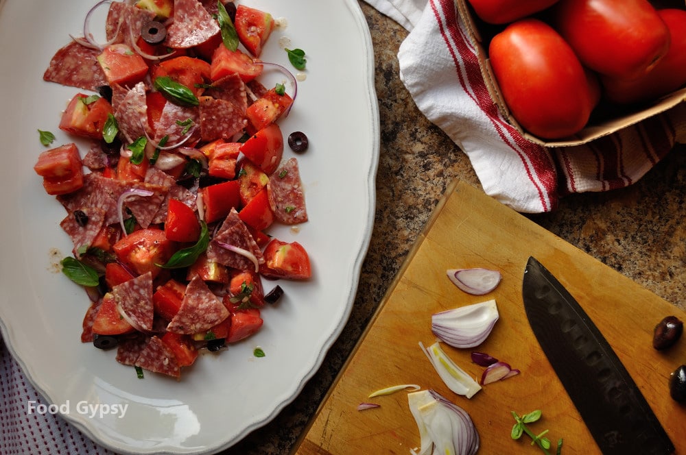 Summer Salami Tomato Salad Food Gypsy